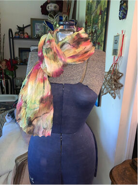 Women's Shalimar Accessories One Size Green Pink Tie-Dye Scarf